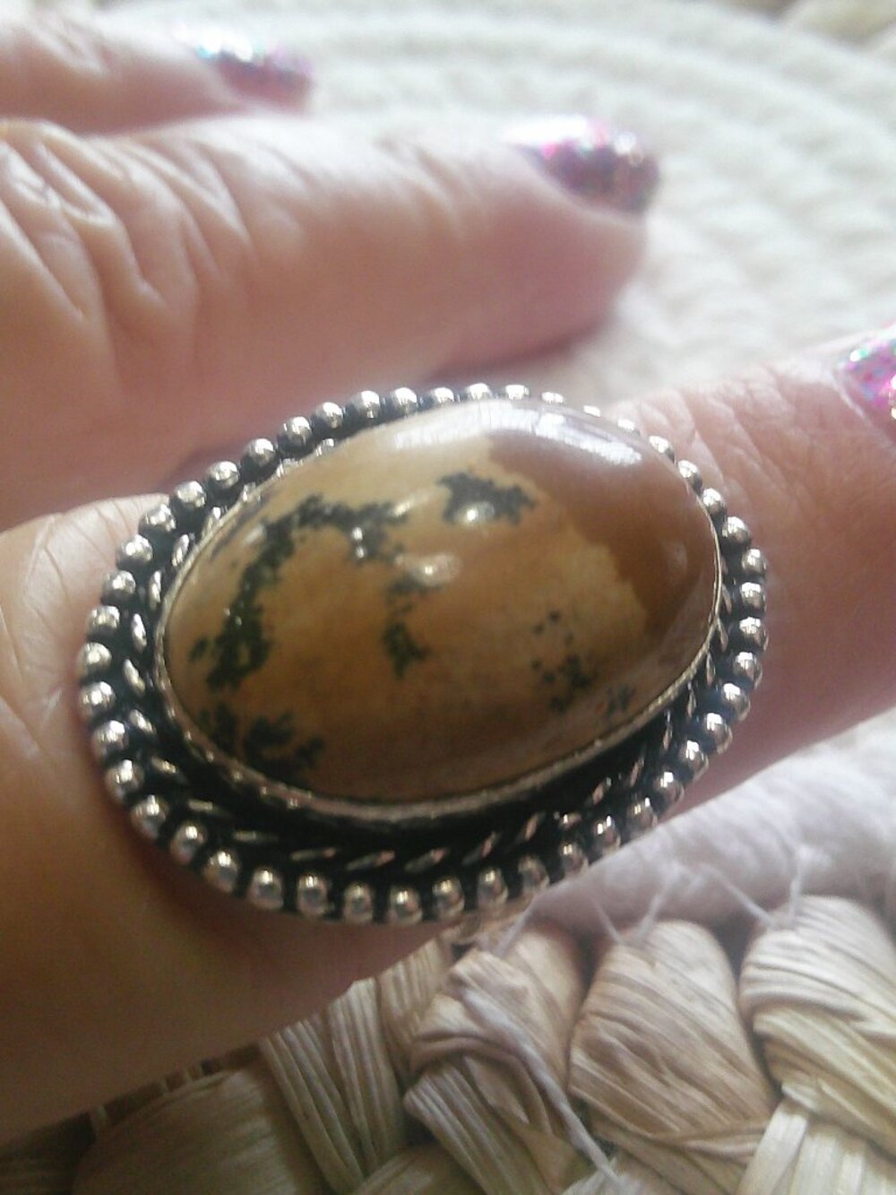 Natural PICTURE JASPER Handmade Sterling 925 Ring Size 8.5 #295F